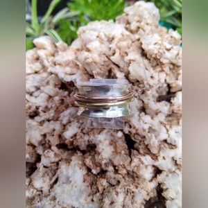 Hammered Sterling Silver ring with Gold and Copper accents